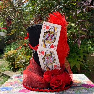 Queen of Hearts Centerpiece 8 Tall With Playing Cards Satin Mad Hatter ...