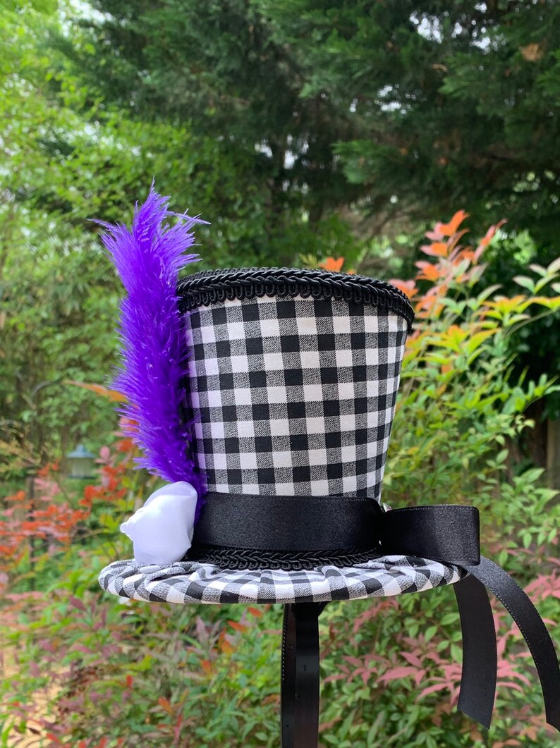 Black & White Checkered Top Hat Headband Mad Hatter Etsy