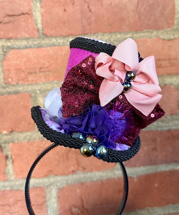 Mad Hatter Hat/Headband Black Mad Hatter Mini Top Hat Headband Costume Accessory  main image 4