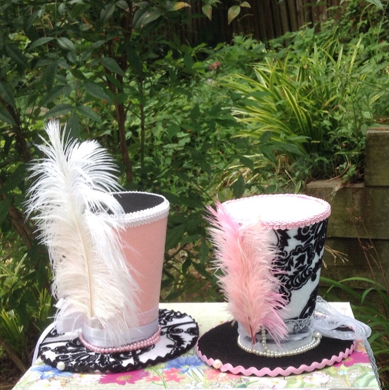 TEA PARTY Centerpiece Pair of 2 Felt Top Hats 5.5 Tall Etsy