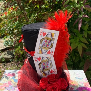 Queen of Hearts Centerpiece 8 Tall With Playing Cards Satin Mad Hatter ...