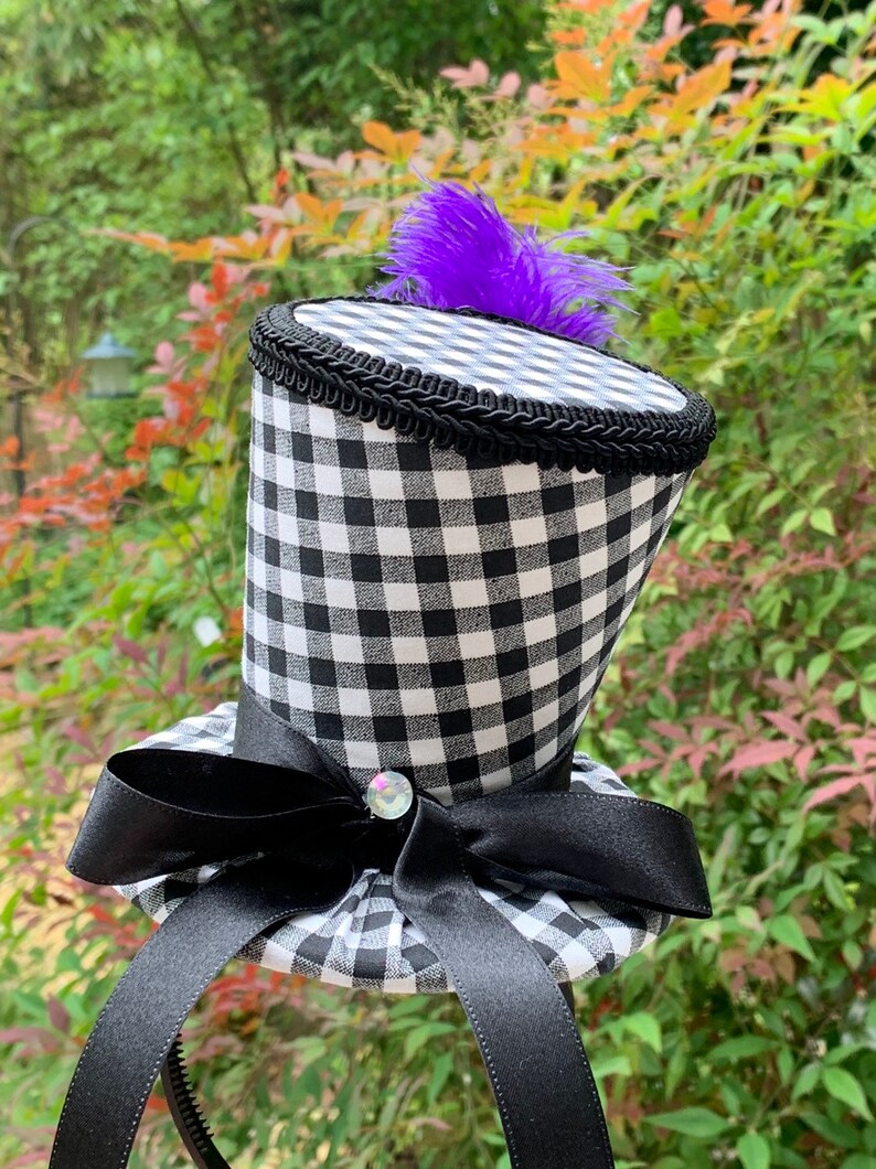 Black & White Checkered Top Hat Headband Mad Hatter Etsy