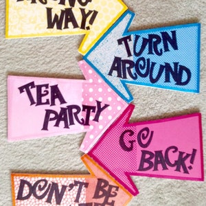 Mad Hatter Tea Party Decorations 5 Alice in Wonderland Arrow Signs on Foam Board Don't Be Late, Go Back, Wrong Way, Turn Around 12 image 7