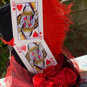 Queen of Hearts Centerpiece 8 Tall With Playing Cards Satin Mad Hatter ...