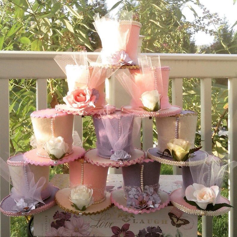 Bridal Shower Tea Party Decorations 10 Felt Top Hats Pearls Etsy Bridal Shower Tea Party Decorations 10 Felt Top Hats Pearls Etsy