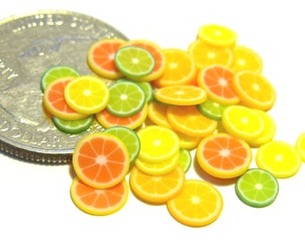 10pc Miniature dollhouse tiny lot Lemon fruit slices little food