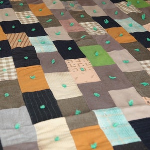 Blanket Hand Tied and Pieced Warm Blanket with Wool and Blend Fabrics Blanket Throw