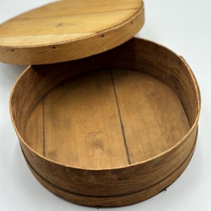 Round Wood Box with Lid Antique Bentwood Cheese Box Wooden Cheese Wheel Box