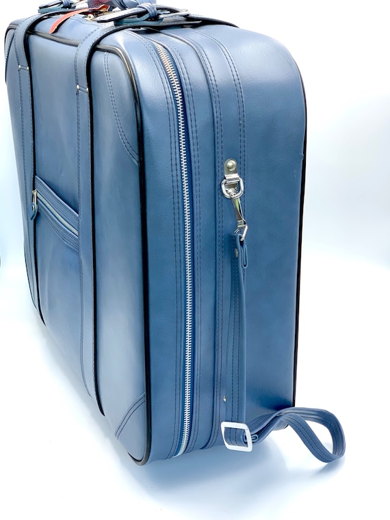 Suitcase, Vintage Blue Luggage, Rolling Luggage, L
