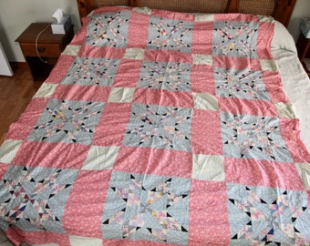 Vintage Quilt Top in Reds and Blues