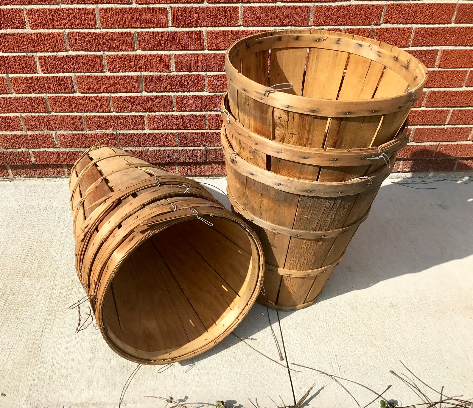 Vintage Orchard Basket Tall Wooden Bushel Basket Antique Etsy