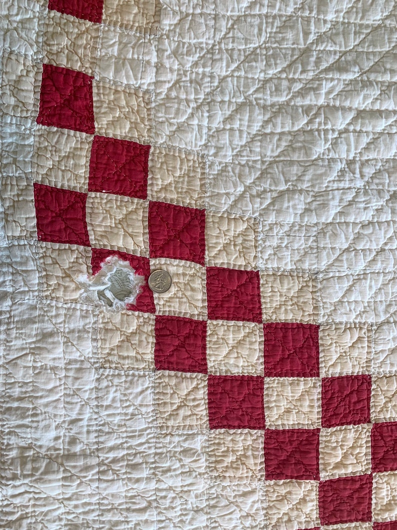 Quilt Antique Turkey Red Hand Quilted Blanket Throw Etsy