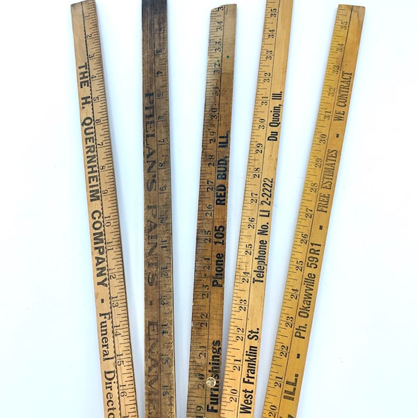 Wood Yardsticks, Illinois Antique Wooden Measure Sticks, Business Ad Premium,, Freeburg Lumber, Advertising Premium. Gifts for Him, She Shed