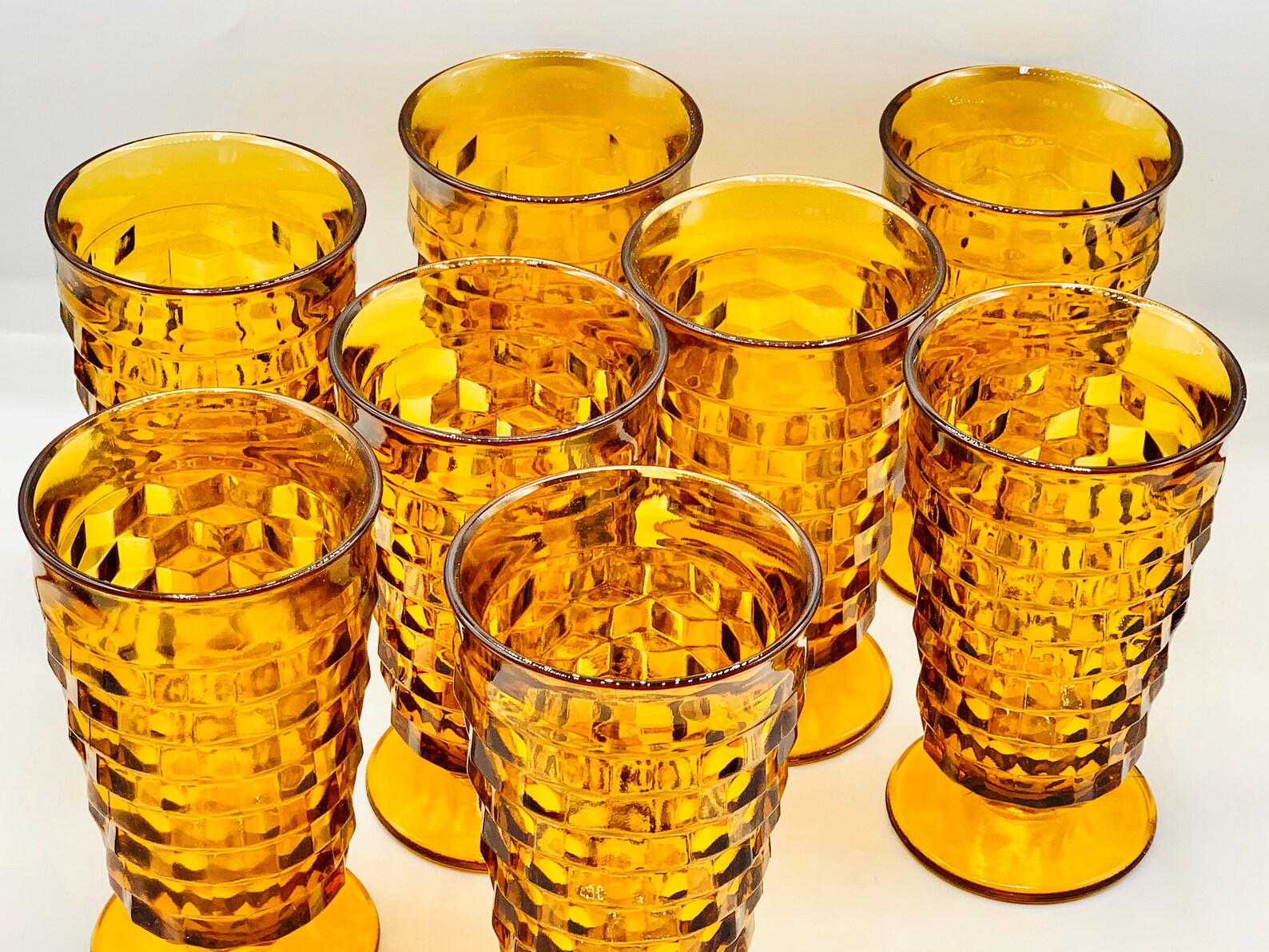 Amber Tumblers Vintage Drinking Glasses Whitehall Cube or Etsy