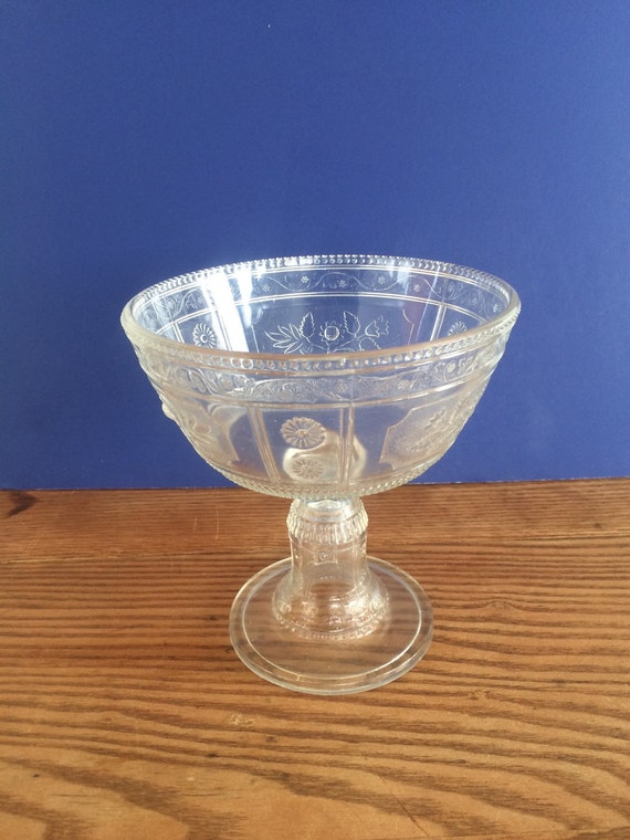 Vintage Crystal Pedestal bowl Antique Compote Floral and Etsy