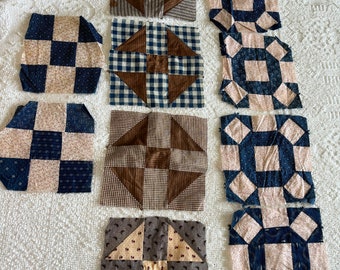 Quilt Blocks, Antique Cobalt and Turkey Red Fabric