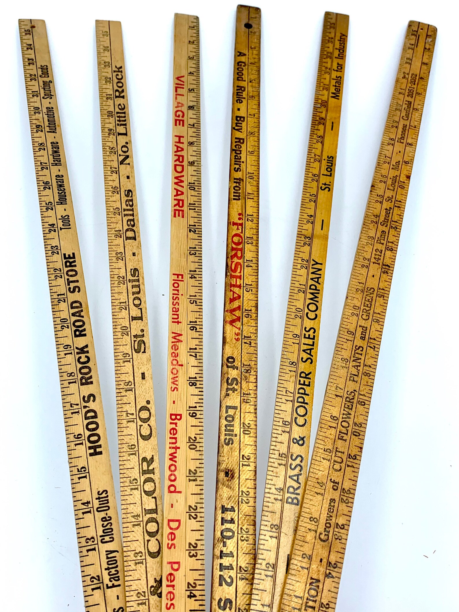 Vintage Wood Yardsticks Wooden Measure Sticks Advertising Etsy