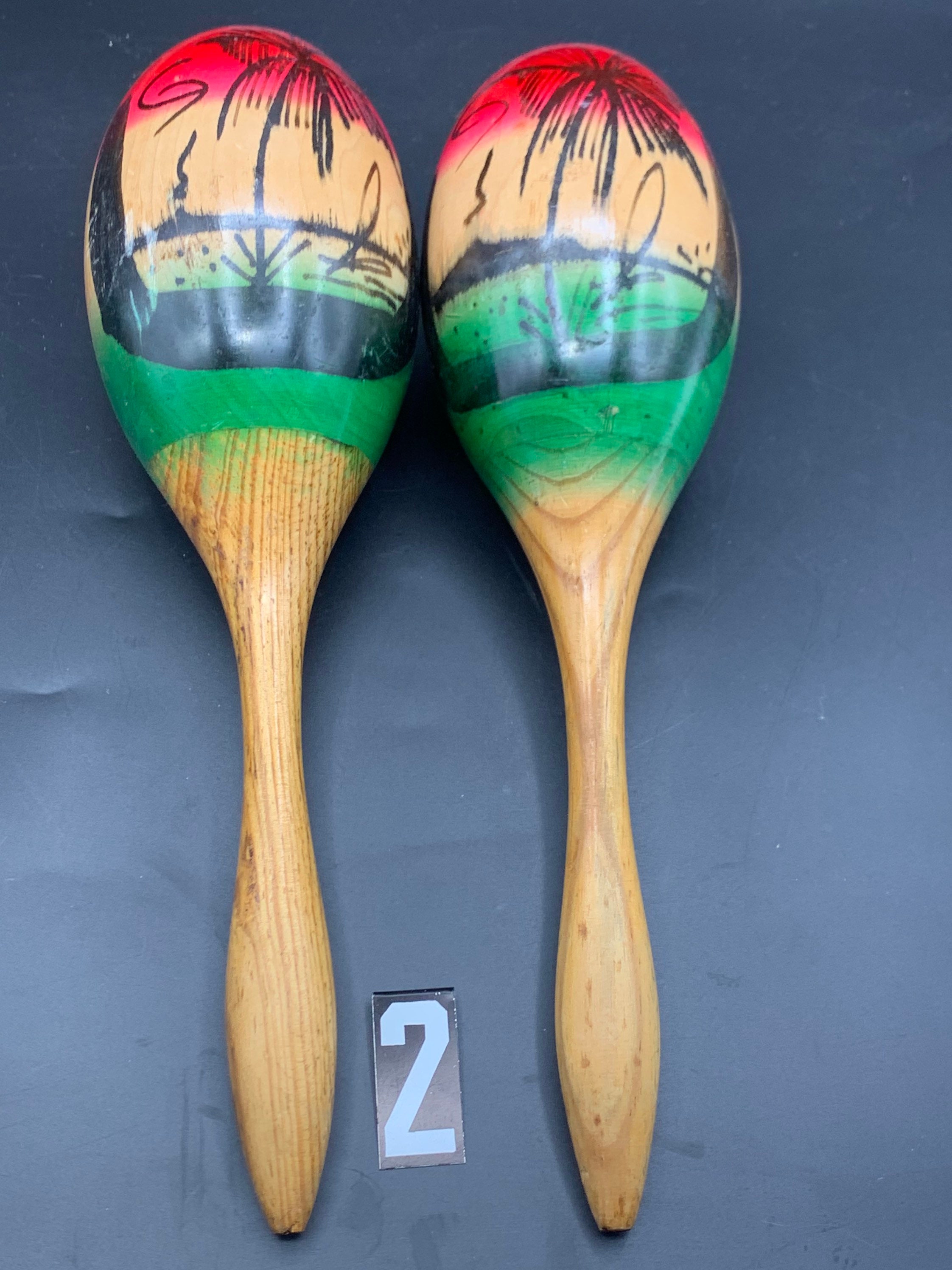 Palitos de Clave de Madera artisanal instrumento de mano (PR Flag Painted)