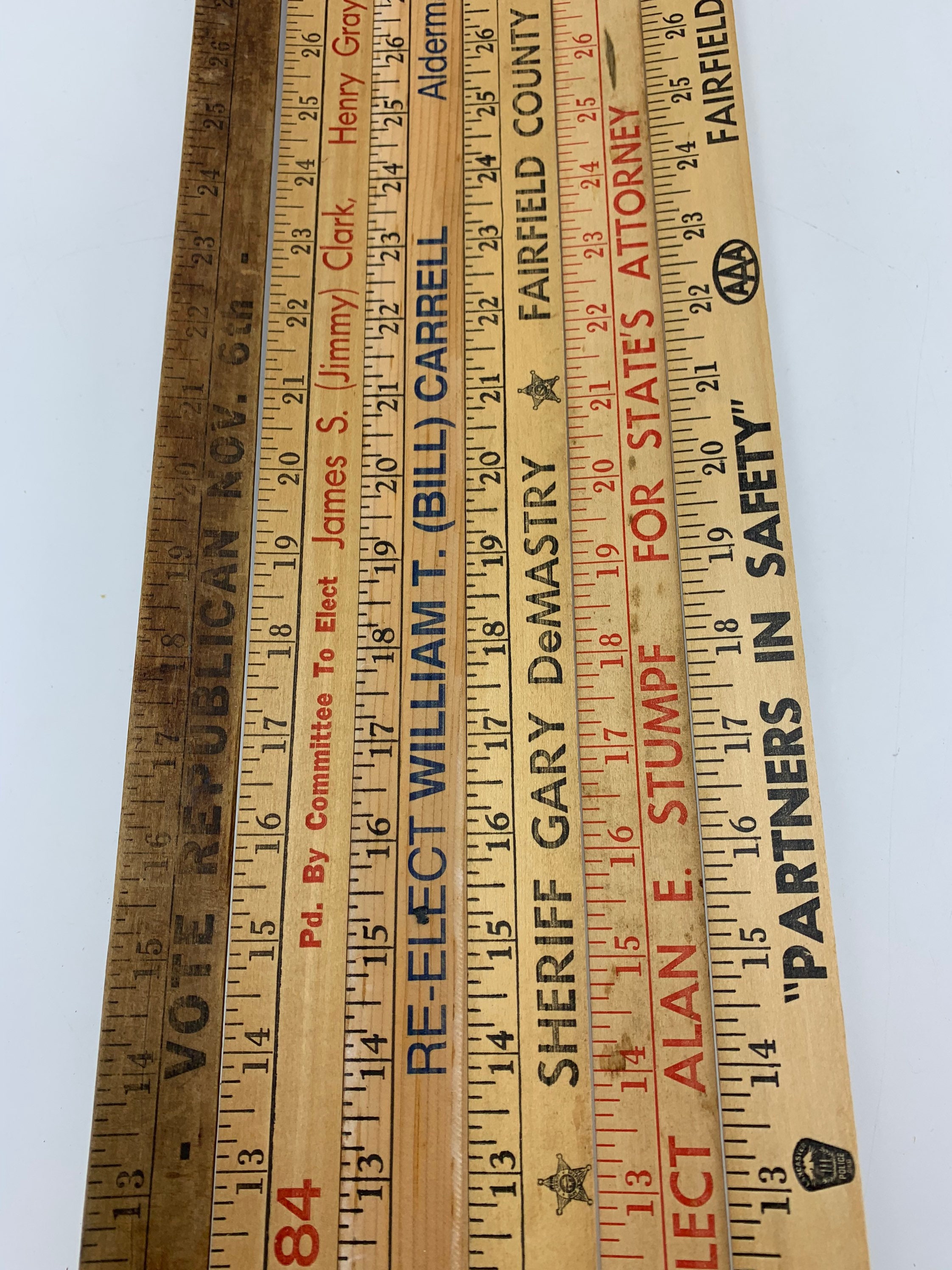 Vintage Wooden Plastic Rulers Advertising 3-sided 
