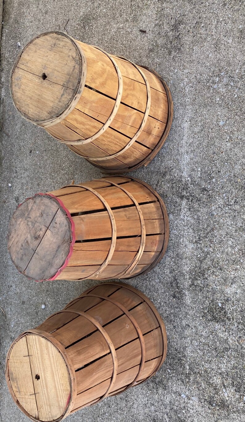 Vintage Orchard Basket Tall Wooden Bushel Basket Antique Etsy