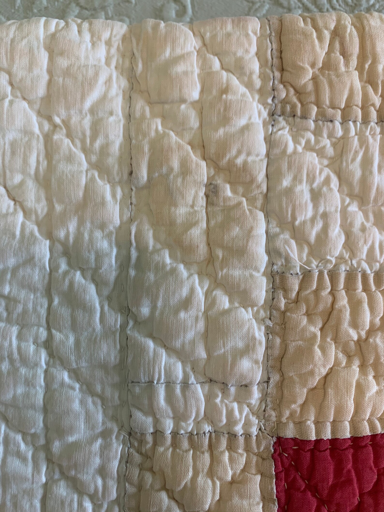 Quilt Antique Turkey Red Hand Quilted Blanket Throw Etsy