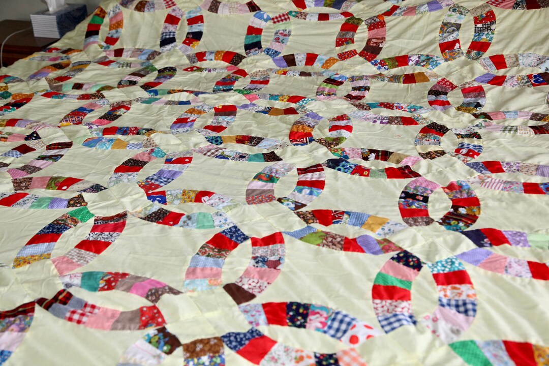Quilt Top in Double Wedding Ring Pattern, Vintage Quilt Top - Etsy