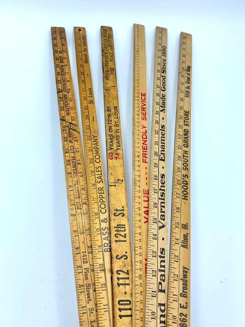 Vintage Wood Yardsticks Wooden Measure Sticks Advertising | Etsy