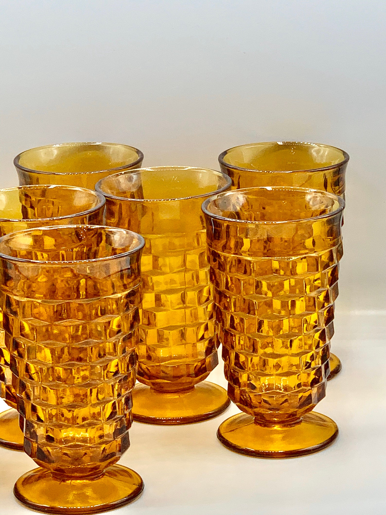 Amber Tumblers Vintage Drinking Glasses Whitehall Cube or Etsy