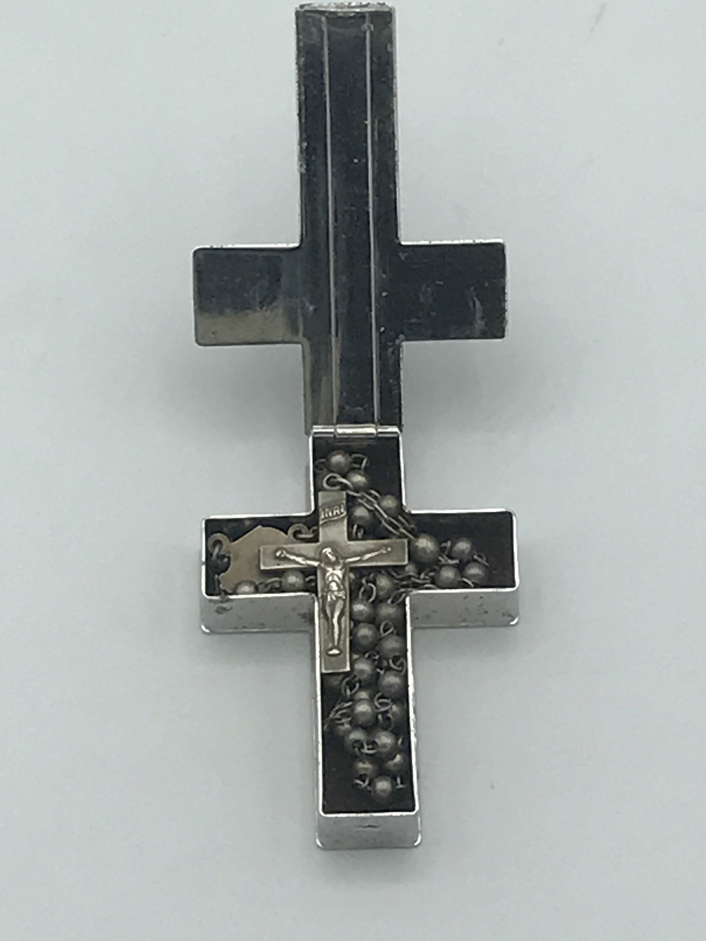 Crucifix Cross Rosary Necklace Sterling Silver