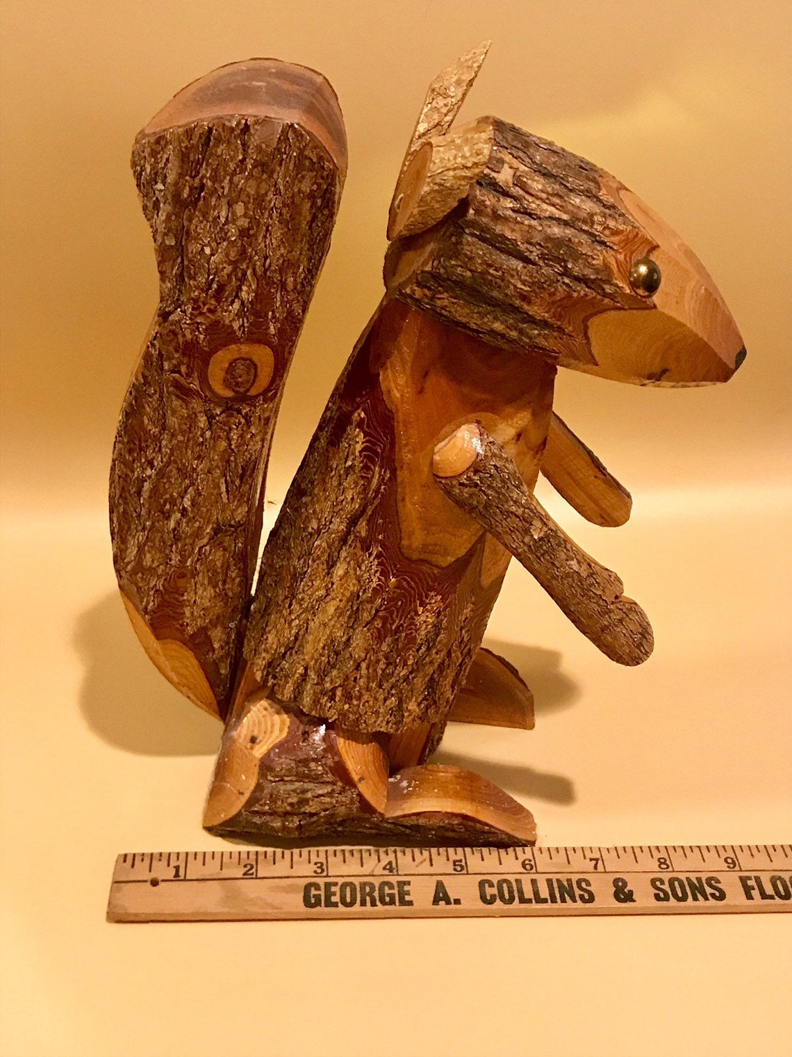 Hand Carved Squirrel Vintage Wooden Squirrel Vintage Wood Etsy