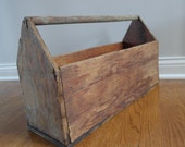 Vintage Wood Box Rustic Tool Box Wooden Handmade Tote Farmhouse Industrial