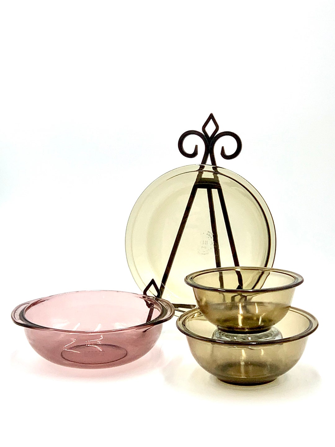 Pyrex Tempered Nesting Pyrex Amber Glass Mixing Bowls and Pie Etsy