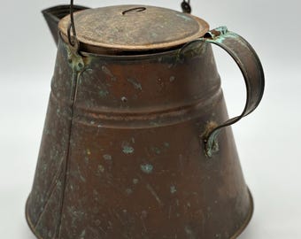 Copper Pot for coffee or water. wonderful vintage large copper pot with patina.
