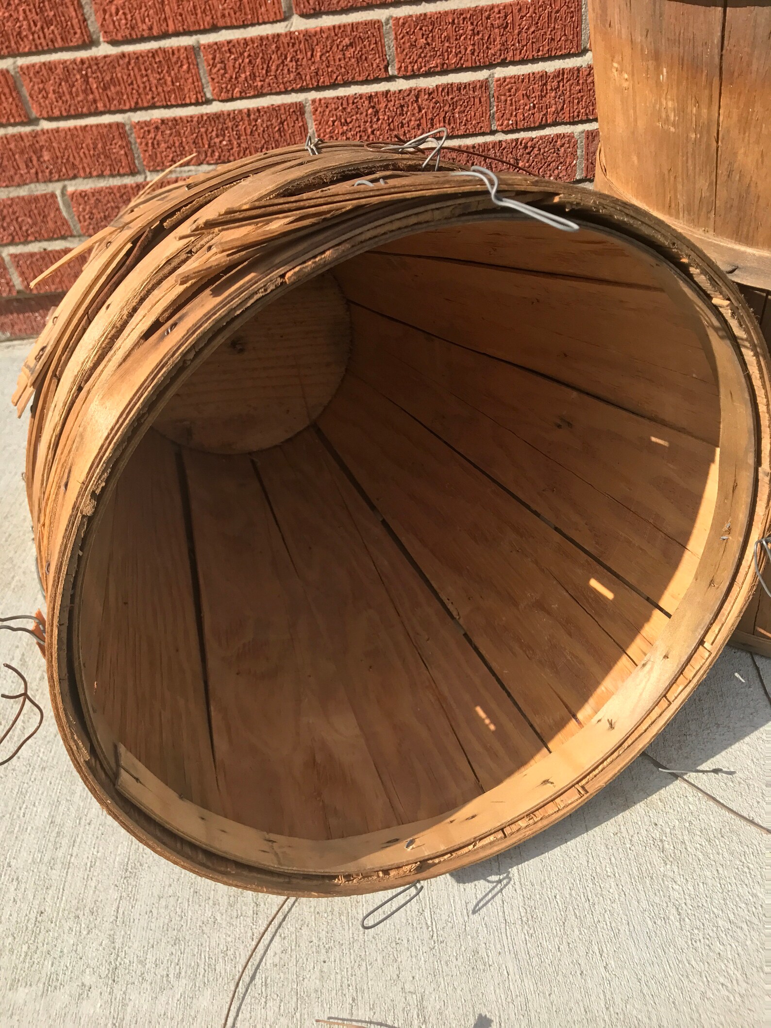 Vintage Orchard Basket Tall Wooden Bushel Basket Antique Etsy