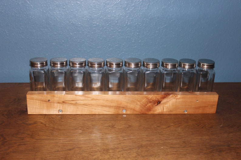 Hand Crafted Spice Rack Reclaimed Maple Wood Spice Rack Spice Shelf Minimalist Floating Wall Mountable