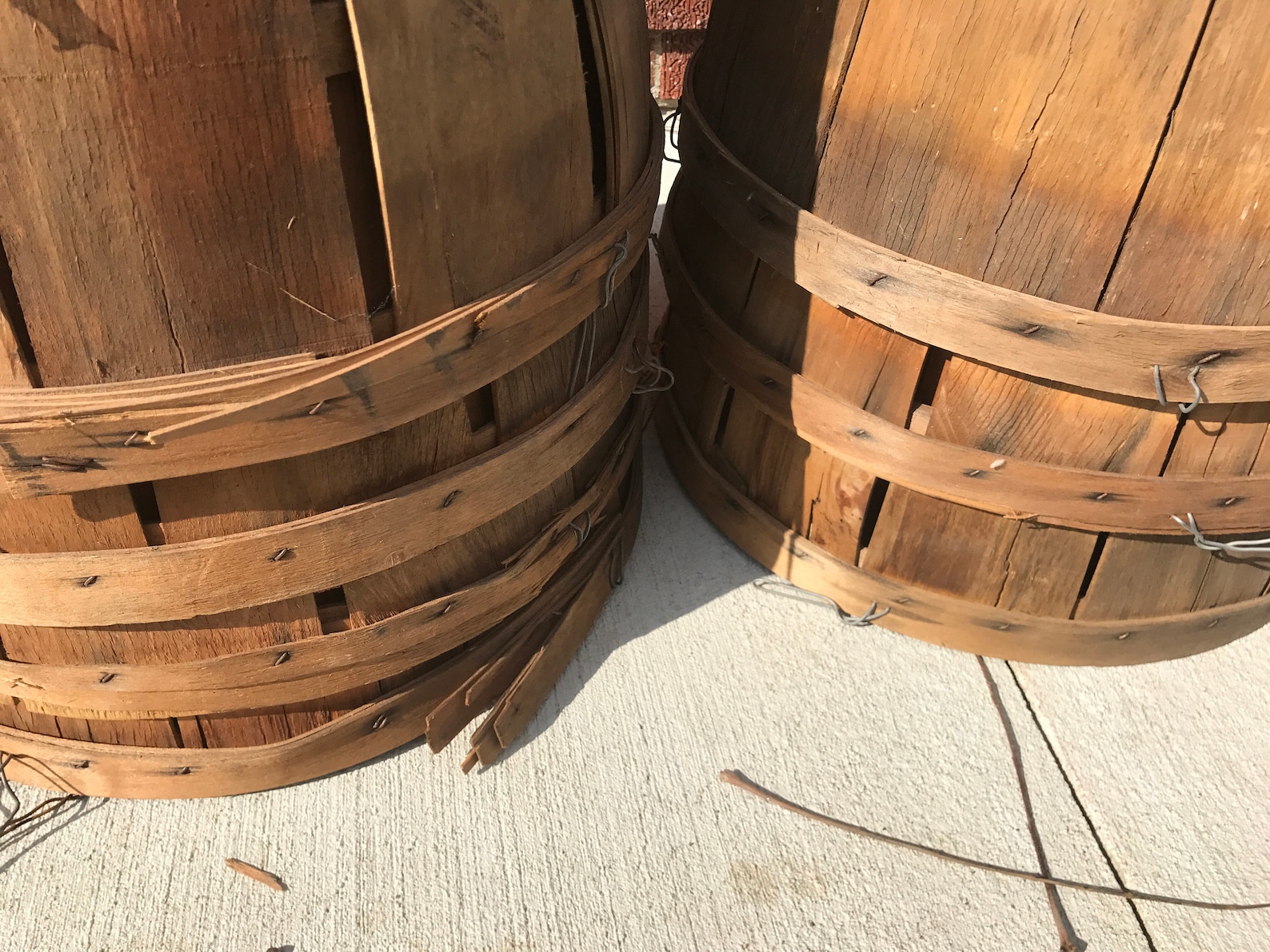 Vintage Orchard Basket Tall Wooden Bushel Basket Antique Etsy