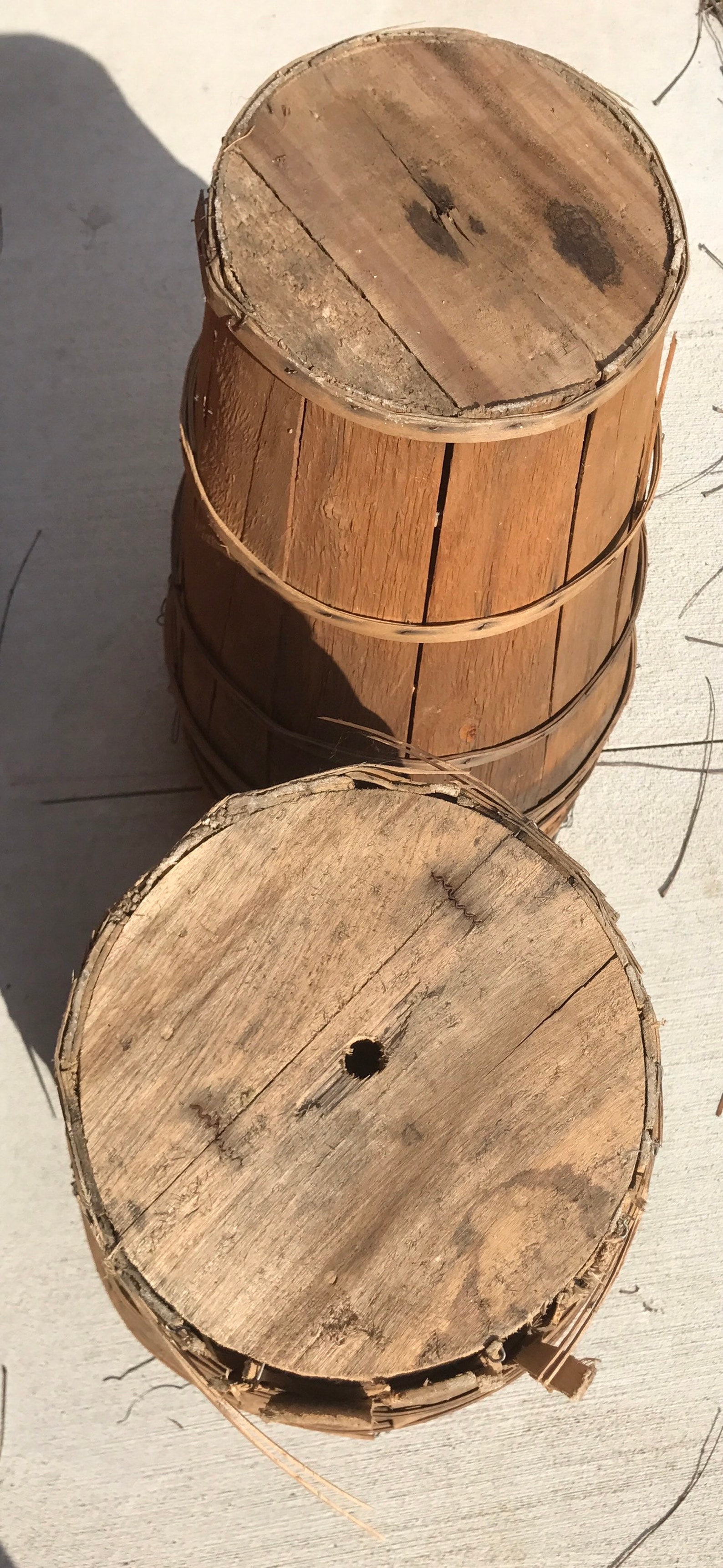 Vintage Orchard Basket Tall Wooden Bushel Basket Antique Etsy