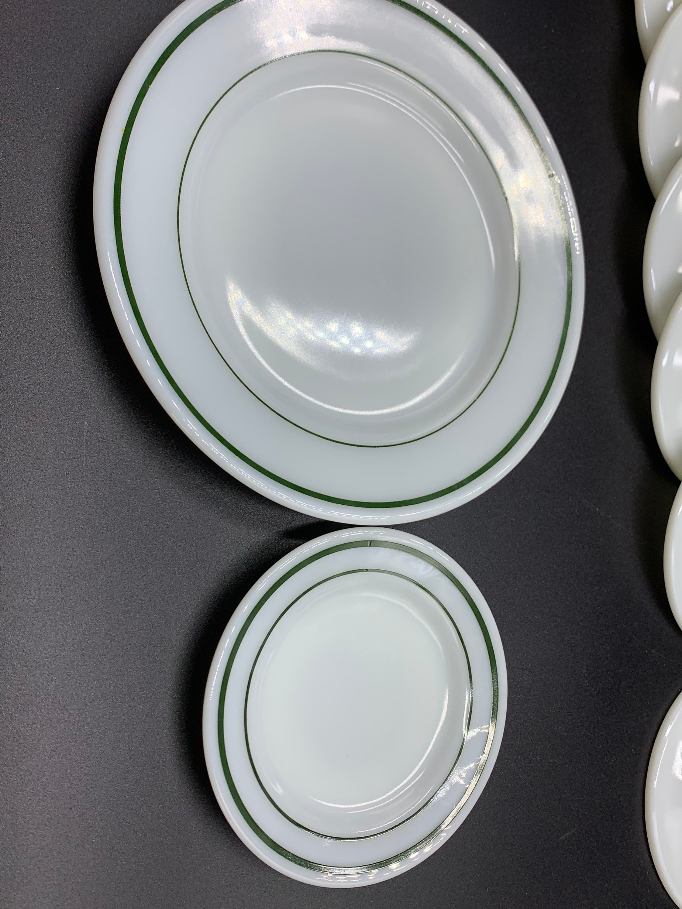 Pyrex dishes with a green and white stripe Dinner Plate Lunch Etsy