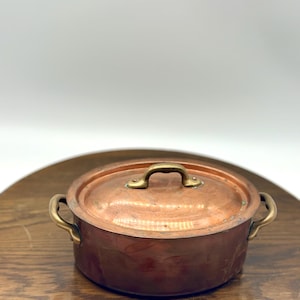 Copper Pot Vintage 1850s French Copper Oval Lidded Braiser