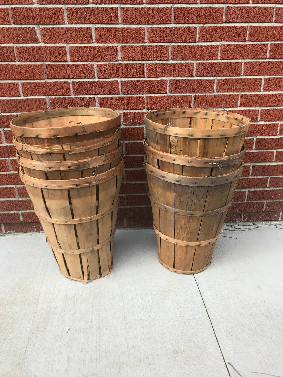 Vintage Orchard Basket Tall Wooden Bushel Basket Antique Etsy