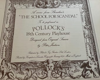 Toy Theater Playhouse, Sheridan’s to be performed in Pollocks 18th century Playhouse
