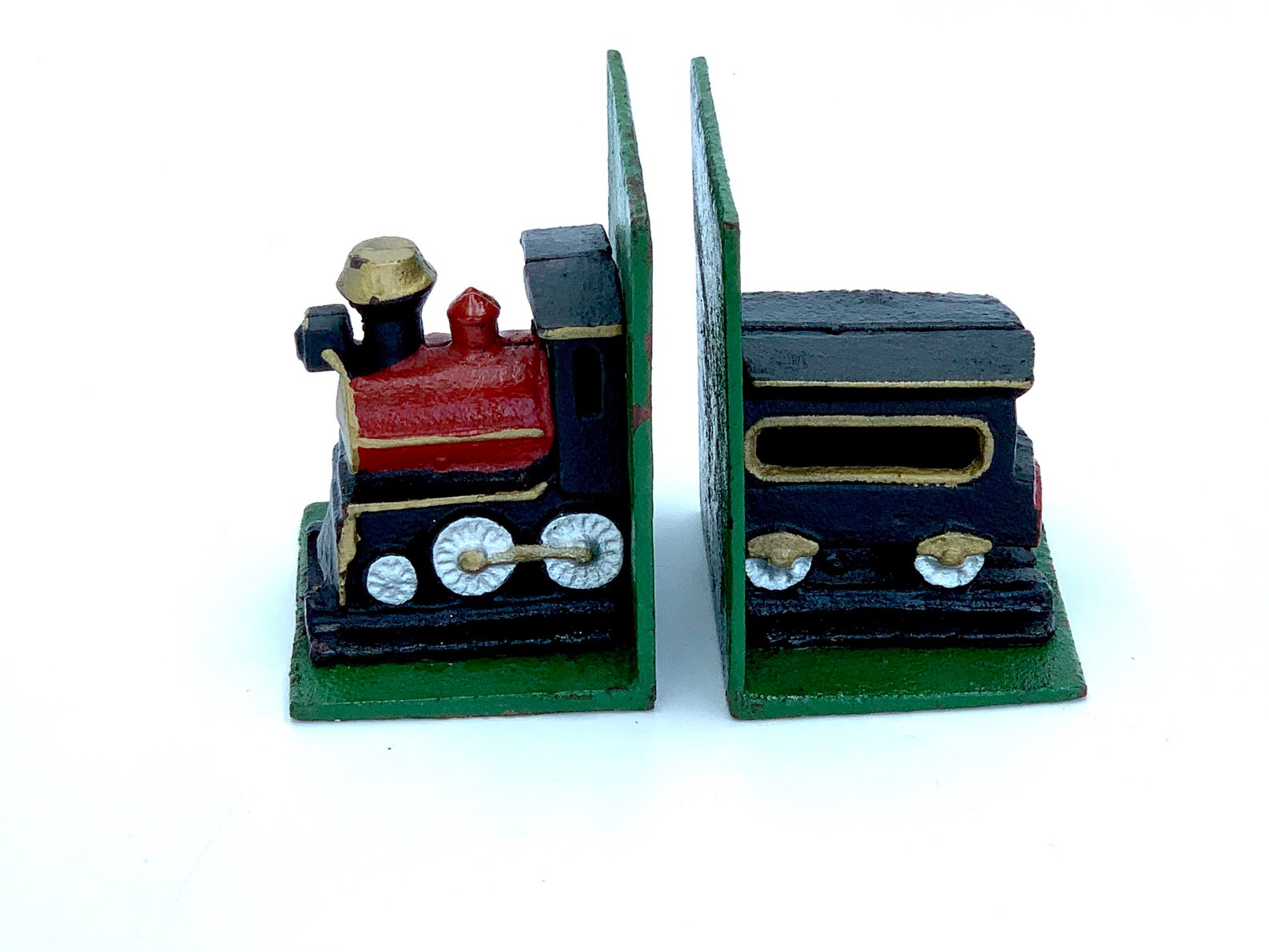 Train Bookends Cast Iron Heavy Bookends Antique Bookends Etsy