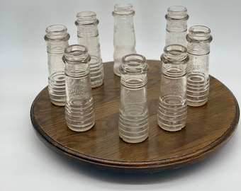 Vintage Sunshine Dairy Milk Bottles, Embossed Glass Bottles, Set of 8