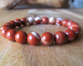 Red Jasper Bracelet: 8mm Natural Gemstone Healing Jewelry