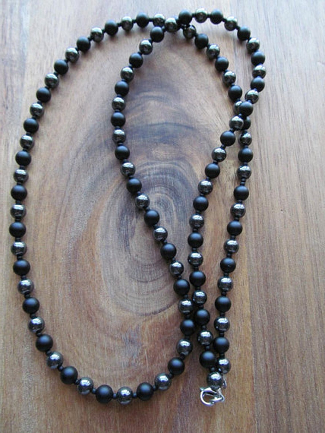 Men's Matte Onyx & Hematite Beaded Necklace Men's Etsy