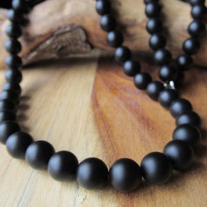 10mm Black Onyx Necklace for Men, Mens Beaded Necklace, Matte Black Onyx, Long Necklace, Gift for Men, Black Mens Necklace, Mens Jewelry