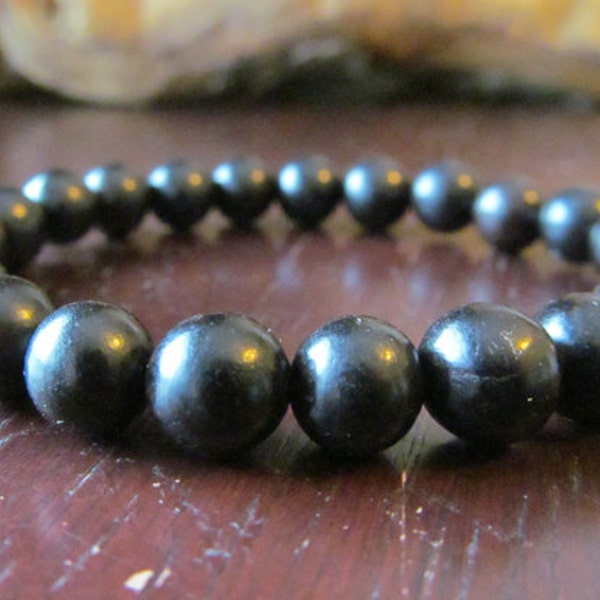 Black Ebony Bracelet, Beaded Bracelet, Wood Bracelet, Black Bracelet, Men's Bracelet, Gift for Men, Yoga Jewelry, Meditation, Boho, Energy