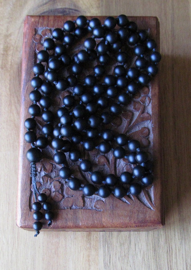 108 Bead Mala Traditional Hand Knotted Mala Beads Matte Black Onyx