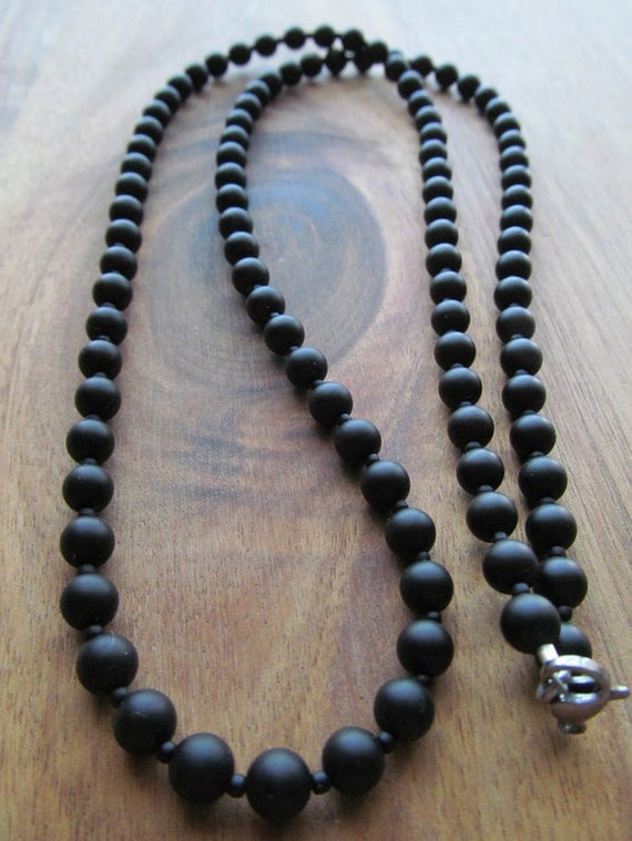 Buy The Mens Black Onyx Matte Beaded Necklace | JaeBee Jewelry 30