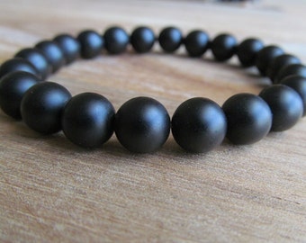 Matte Black Onyx Bracelet, Stacking Bracelet, Men's Bracelet, Mala Bracelet, Layering Bracelet, Matte Black Onyx, Men's Jewelry 8mm